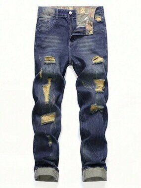 Blue Avant-Garde Men's Cargo Jogger Pants – Ripped Distressed